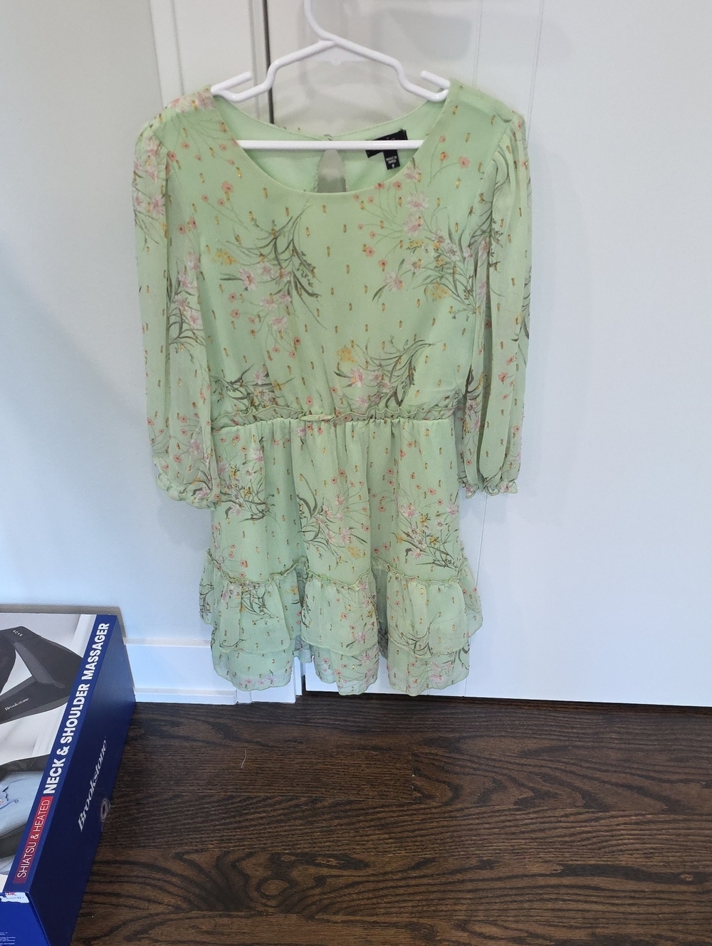 Girls' Mint Floral Chiffon Dress